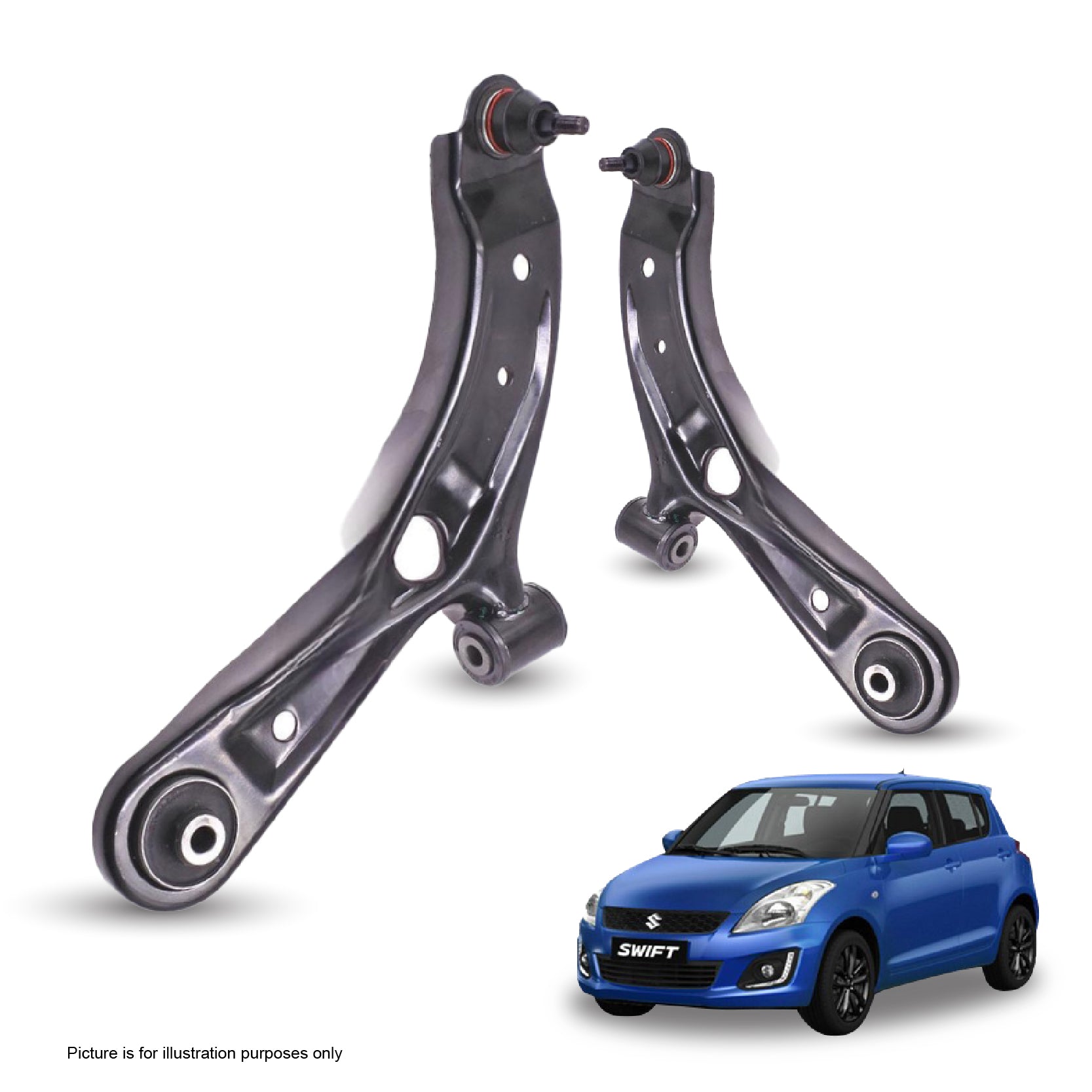 Front Lower Suspension Wishbone Arm For Suzuki Swift AZ 2010-2017 (Passenger Side, Left) – Includes Ball Joint & Bush – Bolt-On Replacement Part